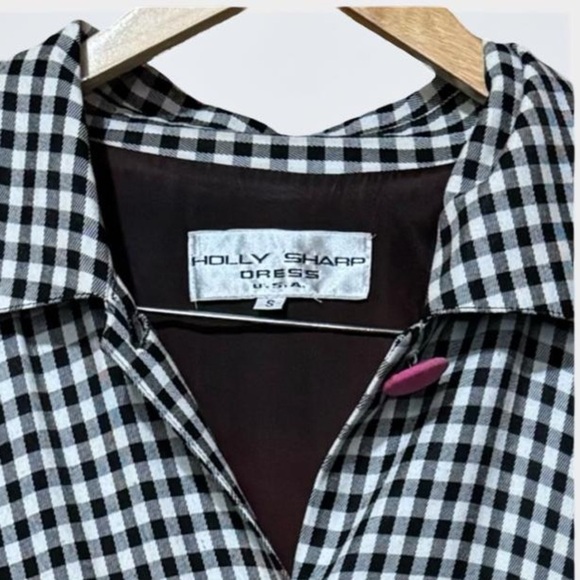 VINTAGE HOLLY SHARP SHIRT DRESS or Tunic size small gingham check trendy Gingham - Picture 2 of 7